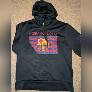 FC Barcelona Futbol Club Soccer Hooded Sweatshirt Mens Size M